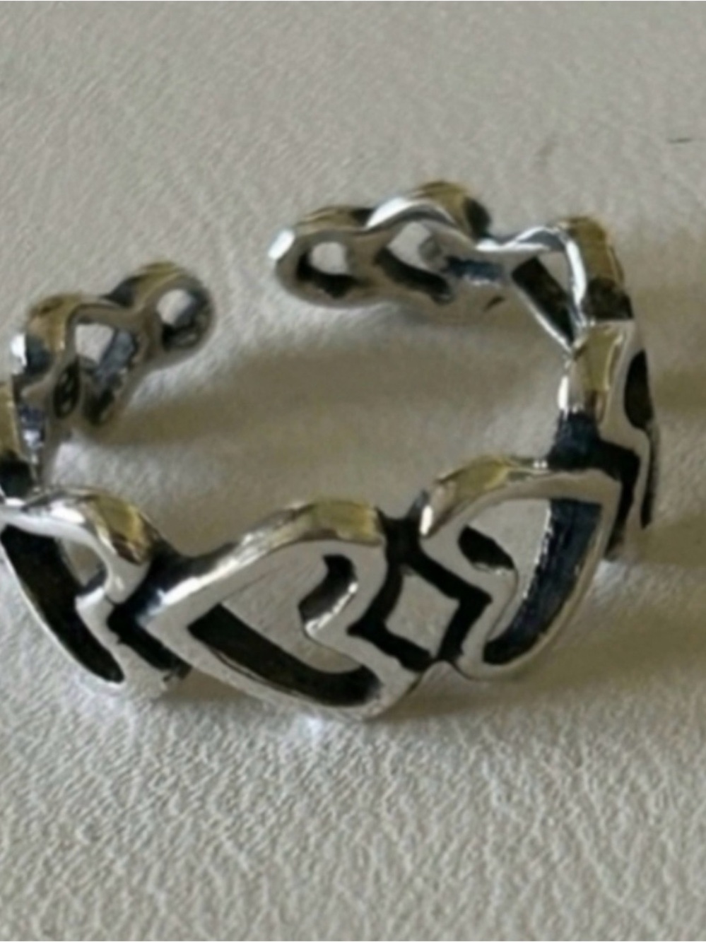 Rare Silpada 925 Sterling Silver Hearts Midi/Pinkie/Toe Ring